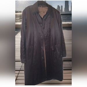 Joseph Abboud Black Trench Coat Mens 44 XL Worn Once!